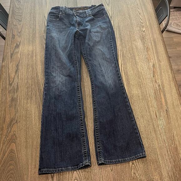 Eddie Bauer Bootcut Jeans Mid Rise Denim Cotton Blend Dark Wash Blue Size 8R - Picture 1 of 11
